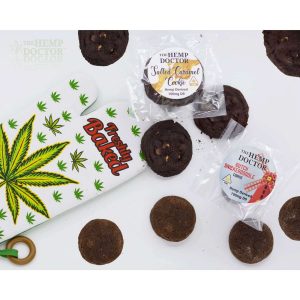 Beautiful Display of The Hemp Doctor Fresh Baked Hemp Derived Delta 9 Cookies - 100mg Per Cookie - Available in Dutch Snickerdoodle and Salted Caramel