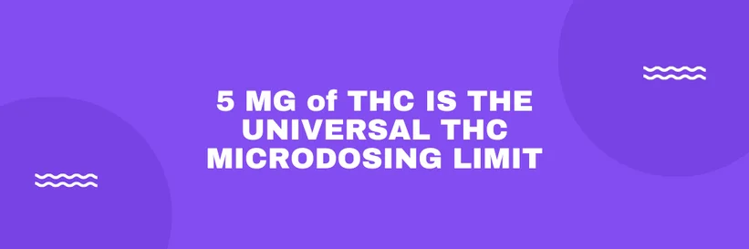 An infographic with a text that reads "5 mg of THC is the universal THC microdosing limit."